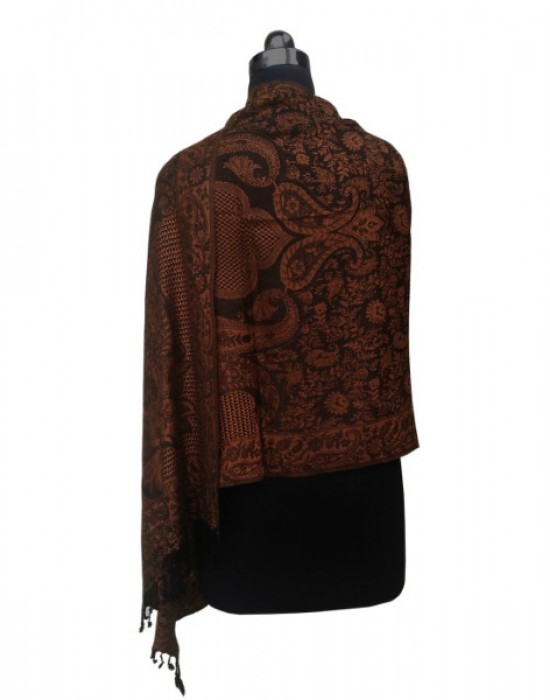 Women Viscose Designer Stole Brown